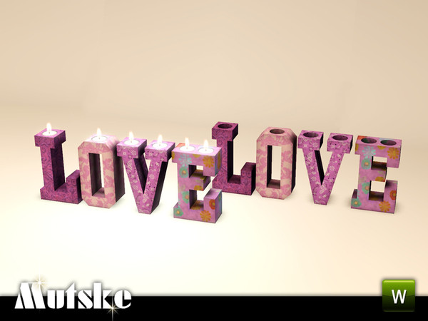 Sims 3 — Candles Collection Love by Mutske — This is a candleholder with 6 slot for candles. 4 recolorable parts.