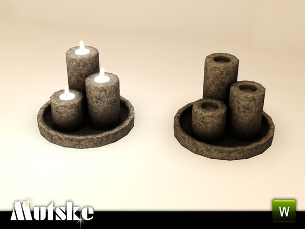 Sims 3 — Candles Collection Pillar Tea Light Holder by Mutske — This is a candleholder with 3 slot for candles. 4
