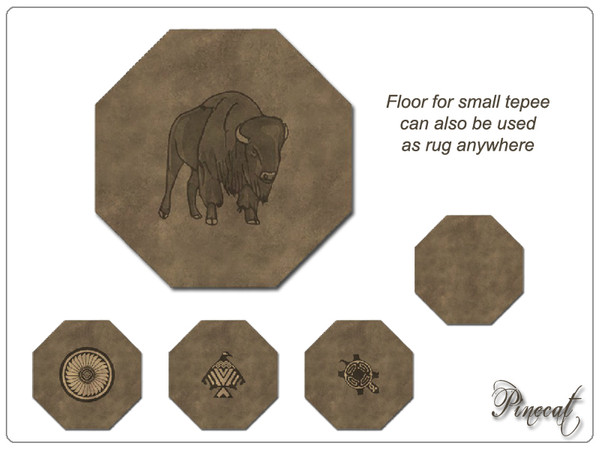 Sims 3 — Tepee Build Set - Small Floor by Pinecat — Fits the small tepee as a floor but can be used as a rug anywhere.