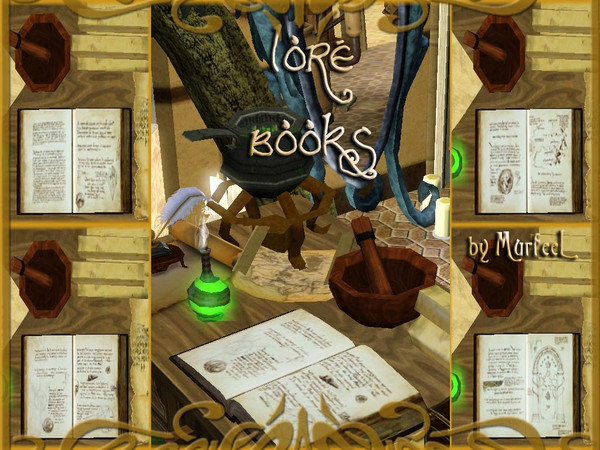 Sims 3 — LOTR Lore Book by murfeel — LOTR Lore Book, featuring several pages of Tolkien text and illustration. There are