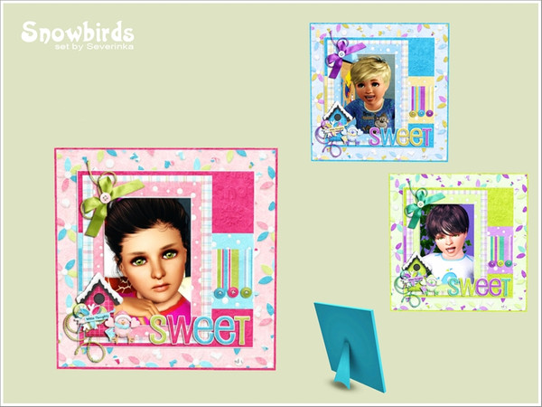 Sims 3 — Photoframe Snowbirds by Severinka_ — Photo frame with baby pictures. 1 area recolor