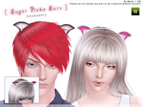 Sims 3 — [ Super Neko Ears ] - Accessory by Screaming_Mustard — A cute pair of neko cat ears for your Sims! These can be