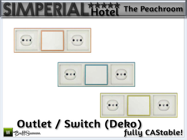 Sims 3 — Simperial Peachroom Outlet and Switch by BuffSumm — Decorative outlet and switch. Part of the *Hotel Simperial