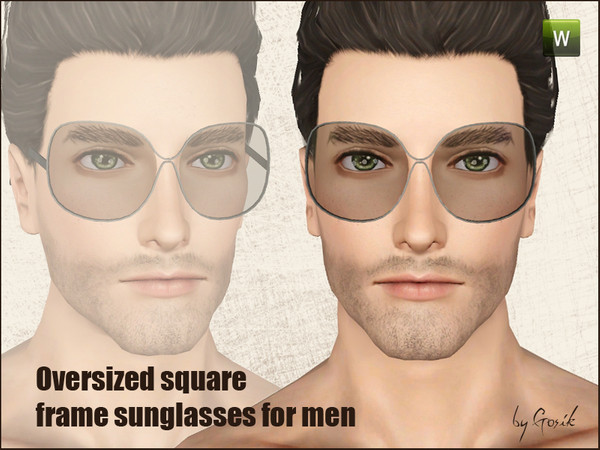 Sims 3 — Oversized square-frame sunglasses for men by Gosik — I was asked to make my female sunglasses for males as well,