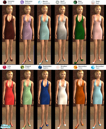 Sims 2 — Birthstone Dresses by SQK — A dress to match each of the 12 birthstones, enjoy~!! *~SQK~*