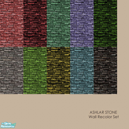 Sims 2 — Ashlar Stone Wall Recolor Set by simmyfan2852 — A collection of recolors of the Maxis Ashlar Stone Wall