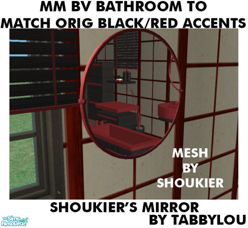 Sims 2 — TL - MM BV GaelleBathrm OrigBlackRed Mirror by TabbyLou — Mirror in Red in Recolor of Shoukier\'s Gaelle