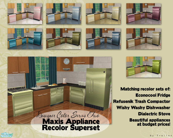 Sims 2 — Designer Series Two Appliance Recolors Superset by froilan — SECOND superset of designer recolors for