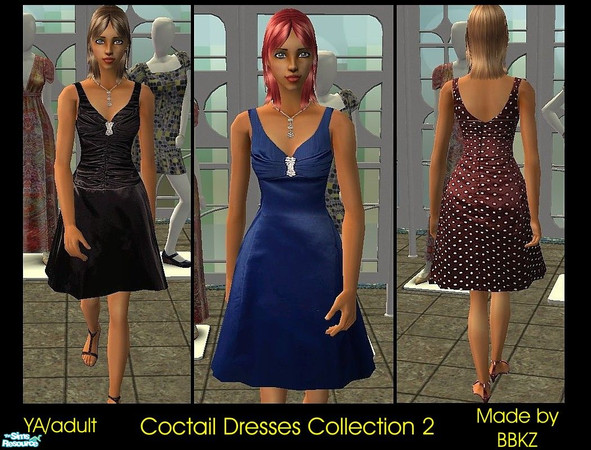 Sims 2 — Coctail Dresses Collection 2 by BBKZ — Satin halter cocktail formal with pleated and 2\" rhinestone decor