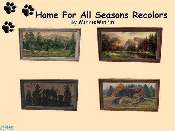 Sims 2 — Home for All Seasons Recolors - Lodge Set by MinnieMinPin — 4 Prints and Black Frame recolor. Found under Home