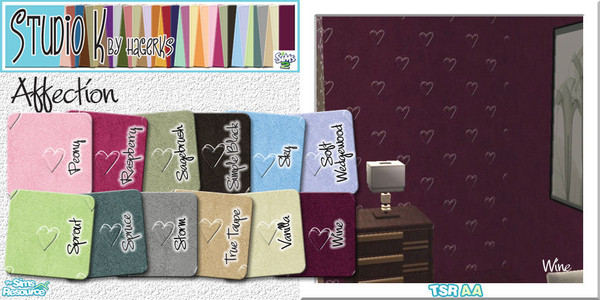 Sims 2 — Studio K Affection_03 by StudioKhagerks — 25-36 of 36 colors. Cute heart design on a sponge texture background.