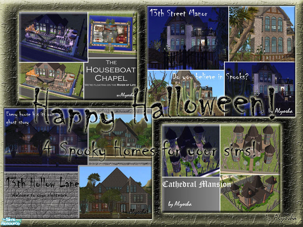 Sims 2 — Happy Halloween Set by Alyosha — 4 Homes perfect for the gothic or spooky sims in ya! Enjoy and Happy Halloween!