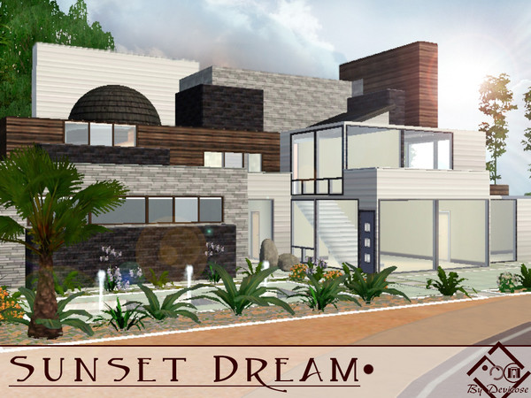 Sims 3 — Sunset Dream by Devirose — This modern villa in minimalist flavor is spread over two floors with large backyard