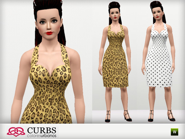 Sims 3 — basic pin up 05 by Colores_Urbanos — basic and sexy pin up dress in 2 recolors. 1 Recolorable area.