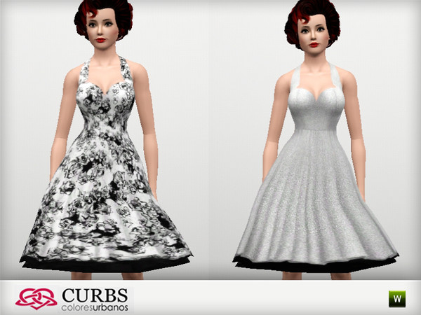Sims 3 — Rockabilly 04 Basic by Colores_Urbanos — basic Rockabilly dress in 2 recolors. 2 Recolorable area. with Straps.
