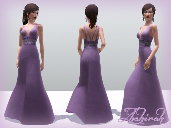 Sims 3 — Viola by Zhahirah — A beautiful light lilac gown with a v-neck and some sparkle.