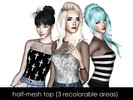 Sims 3 — Half-Mesh Top by chadjamess2 — A cute top for female sims. Has 3 recolorable areas. Lace Pattern:
