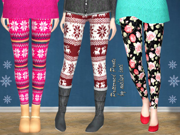Sims 3 — Patterned Pants  by melisa_inci — Patterned Pants includes Three Styles.Snowflakes and floral printed. Not