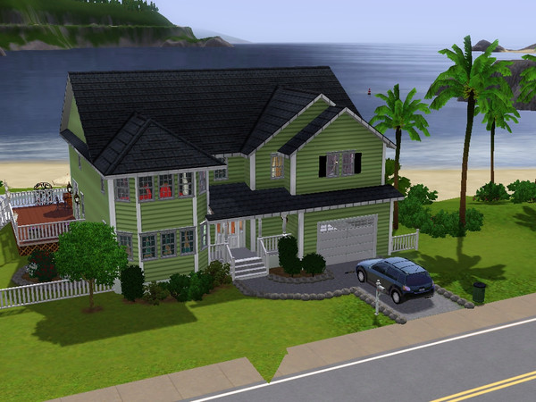 Sims 3 — Beachy by slsaul — Modest family home with 80s style kitchen. Charming rock garden feature at the back and