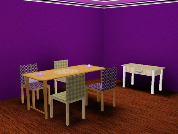 Sims 3 — Purple Dining Set by redpandacub — This set contains 5 items, each with 2 colour variations. Enjoy!