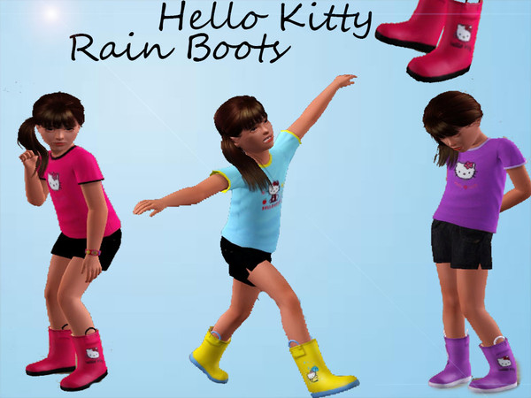 Sims 3 — Hello Kitty Boots by flower_love2 — Hello Kitty Rain Boots for your little sim girls The boots are recolorable