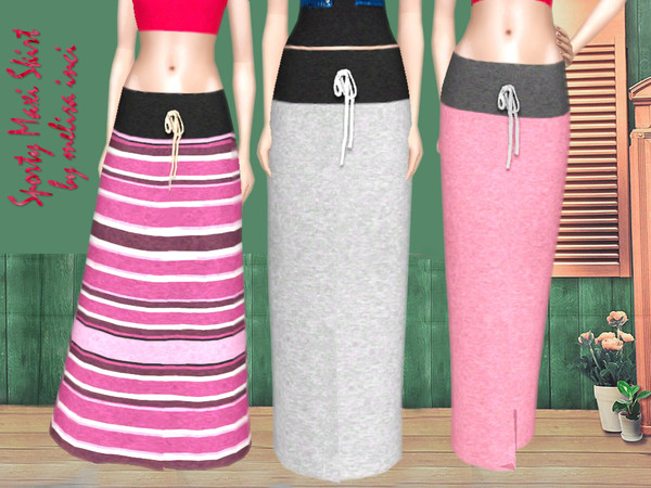 Sims 3 — Sporty Maxi Skirt by melisa_inci — Maxi Skirt.Sporty and Belted.Striped version. 3 Recolorable Parts. New Mesh