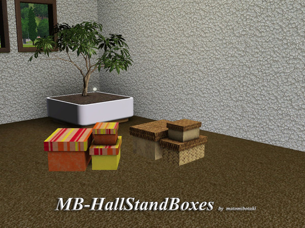Sims 3 — MB-HallStandBoxes by matomibotaki — MB-HallStandBoxes, 3 boxes in different sizes and 3 recolorable areas, new
