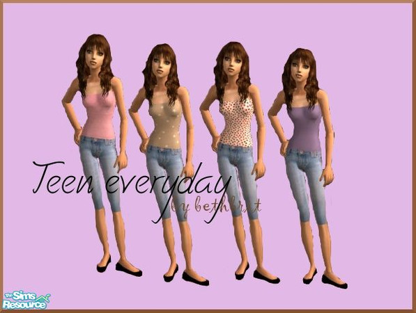 Sims 2 — Teen Everyday by bethbrit — 4 everyday outfits for teens. My first piece iof clothing since moving house! No