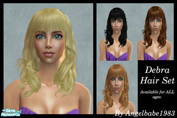 Sims 2 — Debra Hair Set by Angelbabe1983 — Here is another wonderful mesh from XM Sims. Comes in 4 different colours and