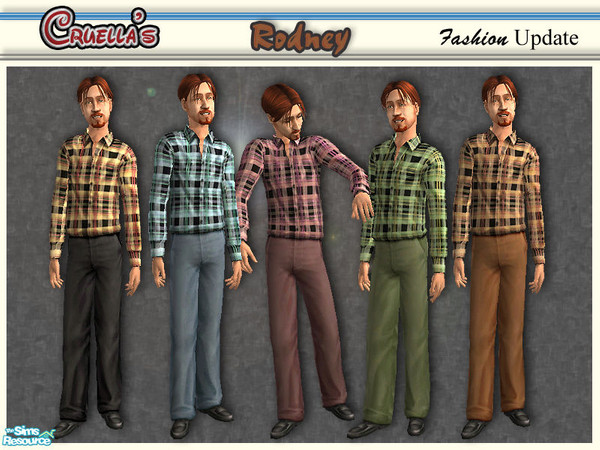 Sims 2 — am_Rodney by Cruella — Adult male plaid shirts with coordinating pants. 