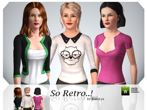 Sims 3 — So Retro..! Fashion Set by katelys — Three new hand-painted retro tops for adult/young adult females.