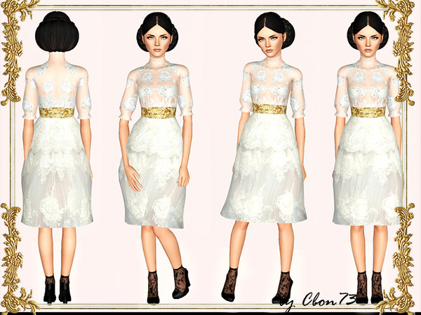 Sims 3 — White Lace Ball Dress by Cbon73 — Female Adult and Young-Adult. Everyday and Formal Wear. Mesh by me. Full