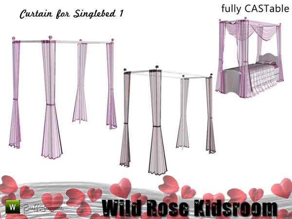 Sims 3 — WildRose Bedcurtain I by BuffSumm — Frame to place over the singlebed matching the *Wild Rose Kidsroom*.