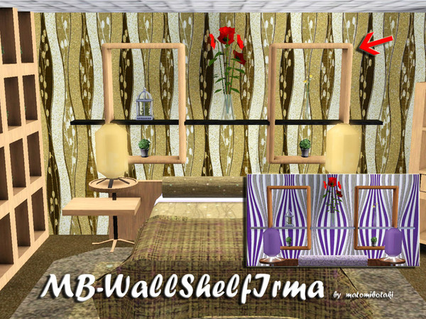 Sims 3 — MB-WallShelfIrma by matomibotaki — MB-WallShelfIrma, new deco wall shelf mesh with 2 recolorable areas and 7