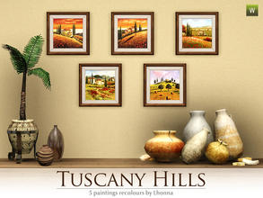 Sims 3 — Tuscany Hills by Lhonna — Set of 5 wall hangings with tuscany landscapes. The paintings looks very well in