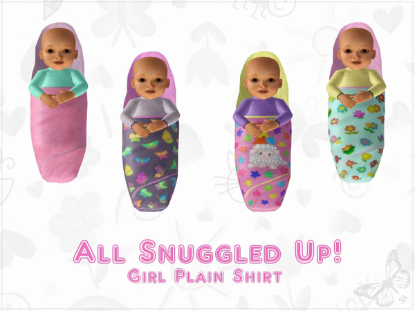 Sims 3 — All Snuggled Up! Girls Plain Shirt by sinful_aussie — Long sleeved shirts and comfy baby blankets with flower,