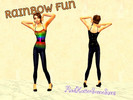 Sims 2 — Rainbow Fun by madhattersomesims2 — This outfit features a black tank top with a rainbow tree design on it, and