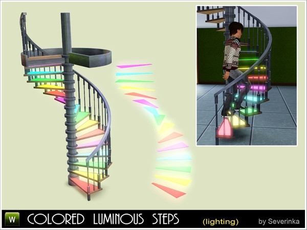Sims 3 — Steps for spiral staircase by Severinka_ — Functional light - colored luminous steps for spiral staircases.