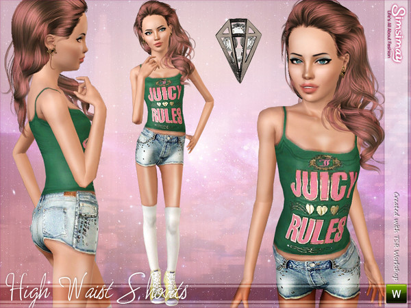 Sims 3 — Teen StuddedHipsterShorts by Simsimay — Download this popular type shorts with a new mesh!