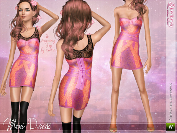 Sims 3 — Teen DesignerDress by Simsimay — Black Lace top is an Accessorie! (You should download it seperatly from