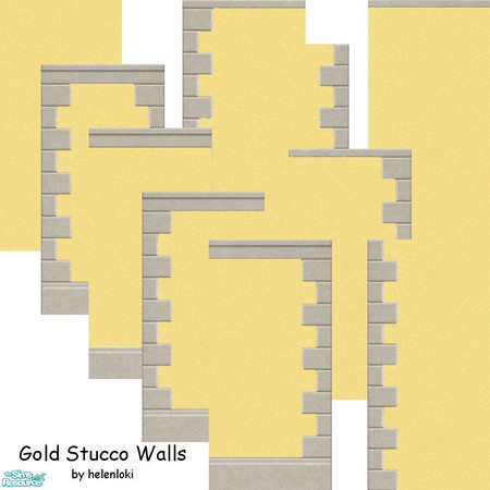Sims 2 — Gold Stucco Walls by Helenloki — Gold Stucco walls with Quoining.