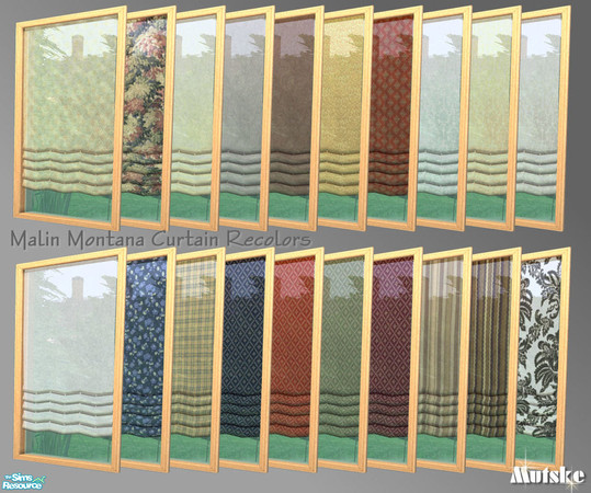 Sims 2 — Malin Montana Curtain recolors. by Mutske — Set of 20 recolors of the Malin Montana Curtain. These curtains