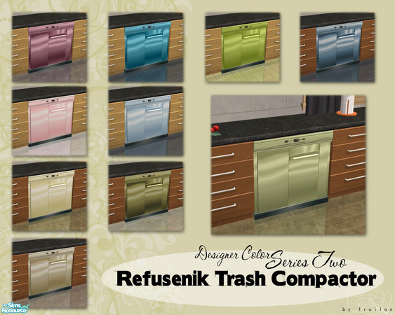 Sims 2 — Refusenik Designer Recolors Series Two by froilan — Who says trash compacting has to be ugly? These recolors of