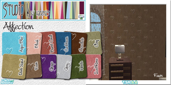 Sims 2 — Studio K Affection_01 by StudioKhagerks — 1-12 of 36 colors. Cute heart design on a sponge texture background.