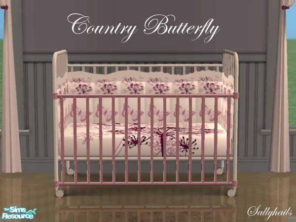 Sims 2 — Country Butterfly Nursery - Crib Frame by sallyhails — 