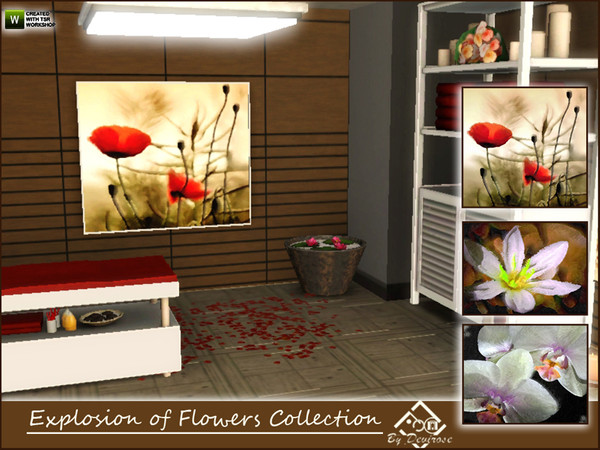 Sims 3 — Explosion of Flowers Collection by Devirose — Oil paintings, large flowers and attractive, suitable for modern