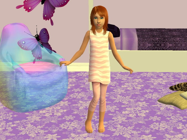 Sims 2 — Cute Girl Sleepwear Set - peach by zaligelover2 — Sleepwear for CF.