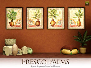 Sims 3 — Fresco Palms by Lhonna — Set of 4 wall hangings with palms motifs. The paintings looks very well in
