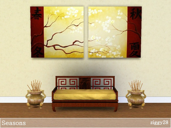 Sims 3 — Seasons by ziggy28 — A set of two asian paintings called Seasons. One file two paintings less clutter. Not