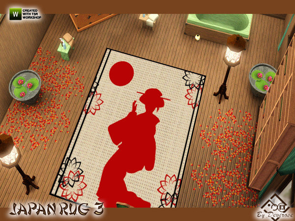 Sims 3 — Japan Rug 3 by Devirose — Flowers, geisha,red sun, Asian atmosphere. What do you want from a carpet like